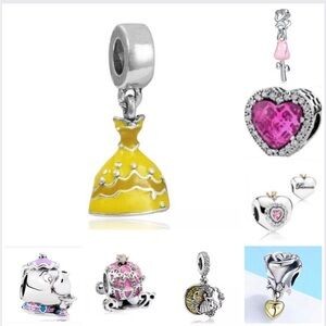 8 Pieces Disney Beauty & The Beast Bead Charm Bundle Sets